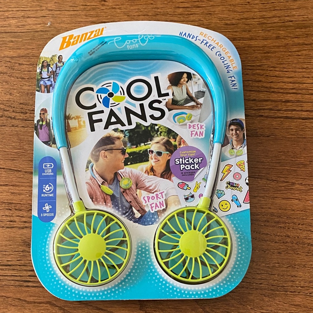 Cool Fans Hands-Free Cooling Fan - Blue and Green